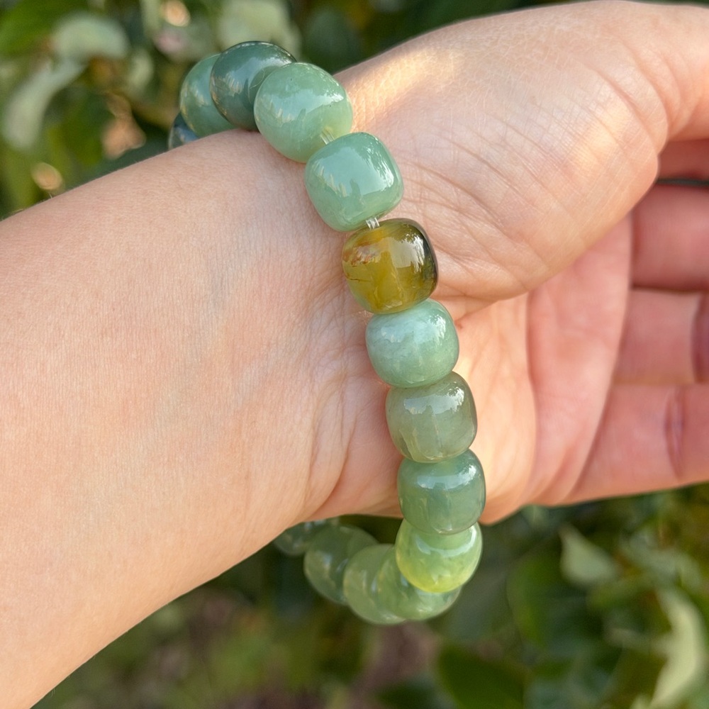 12mm stretchable barrel shape xiuyu jade bracelet 1150